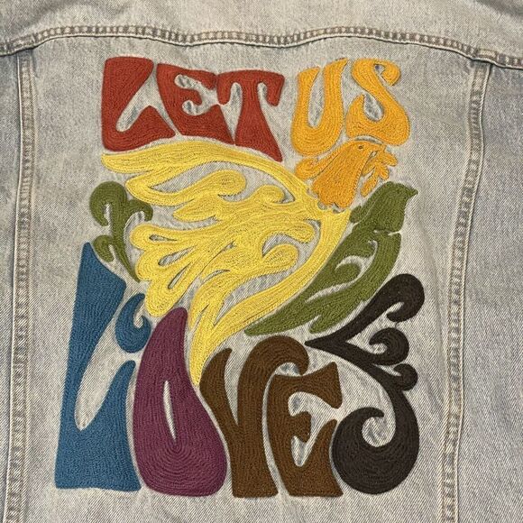 NWT Levi’s Premium Limited Edition Pride Jean Jacket Embroidered “Let Us Love" L - Picture 12 of 16